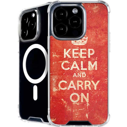 Keep Calm and Carry On Distressed iPhone 16 Pro MagSafe Case